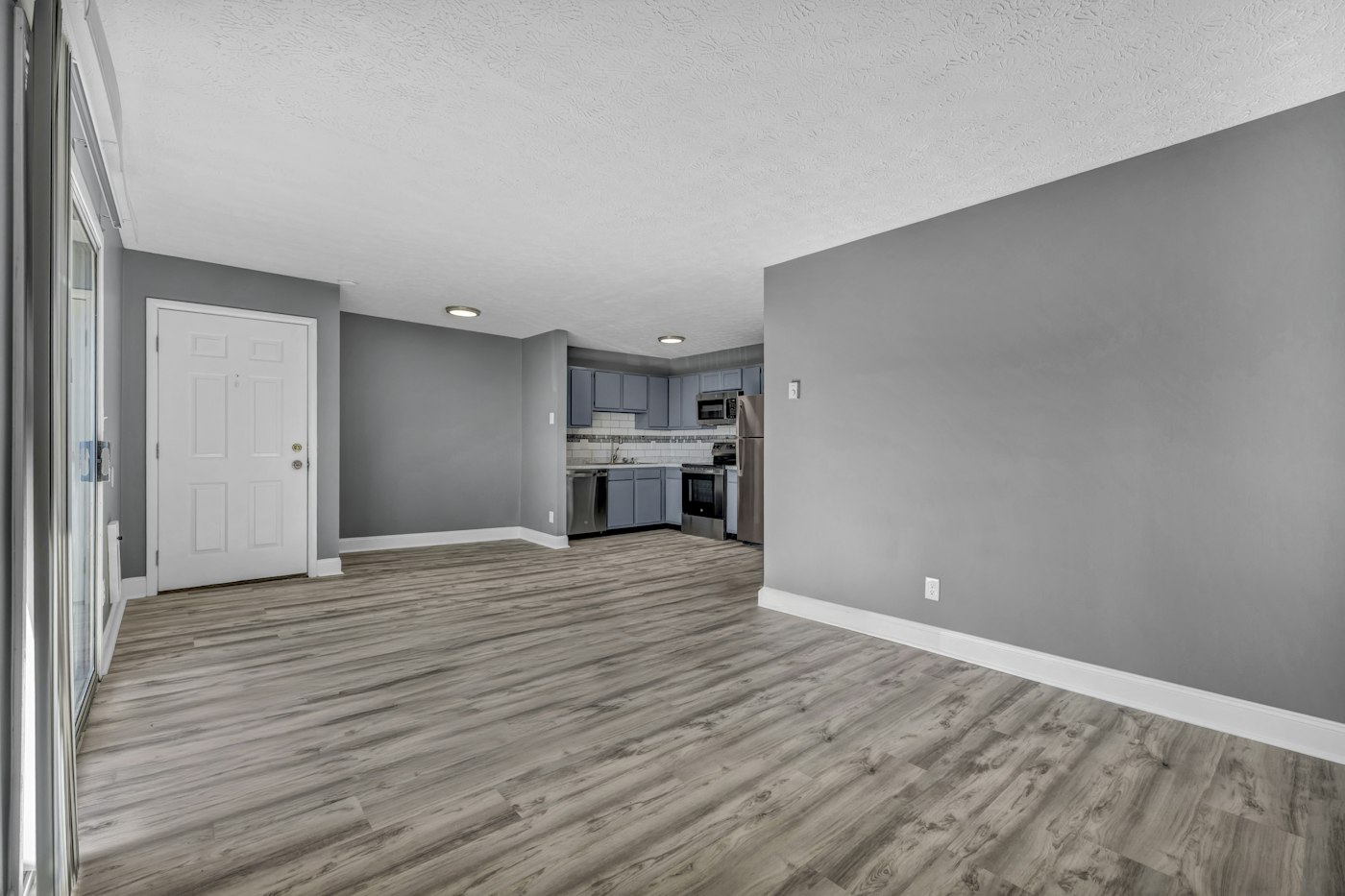 Empty open-plan flat cleaned and ready for the next tenant